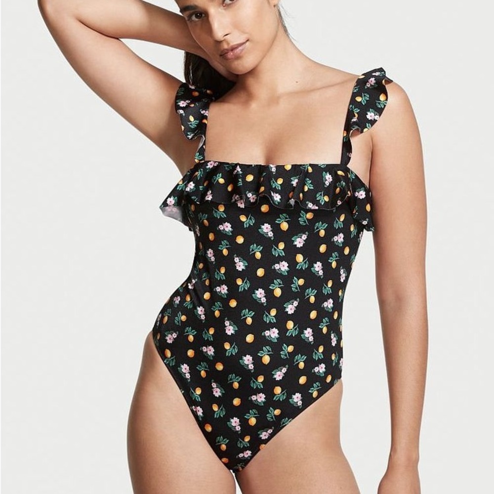 Lemon Themed Black One Piece NWT